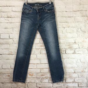 Kali Denim  Womens Med Wash Straight Leg Jean Low Rise
